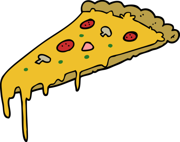 bir insan tarafından çizilmiş pizza dilimi.