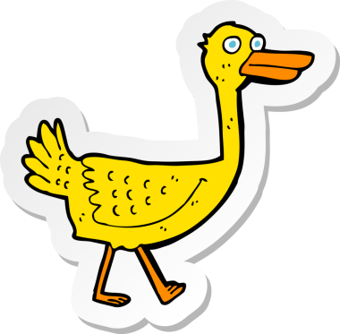 Bir insan tarafından çizilmiş çizgi film kuşunun çıkartması.