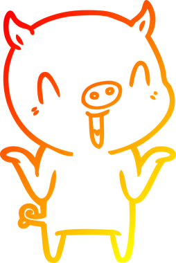 Bir insan tarafından çizilmiş mutlu çizgi film domuzu çizimi.