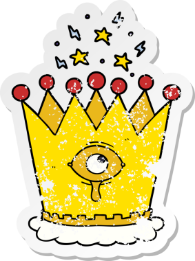 Bir insan tarafından çizilmiş büyülü bir karikatür çıkartması.