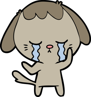 Bir insan tarafından çizilmiş şirin köpek yavrusu ağlama çizgi filmi