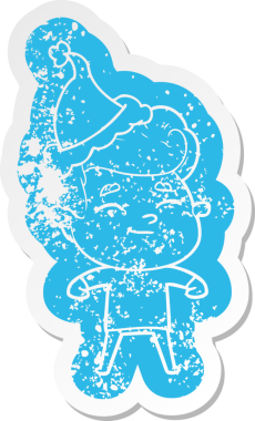 Mutlu çizgi film, Noel Baba şapkası takan bir adamın insan tarafından çizilmiş sıkıntılı çıkartması.