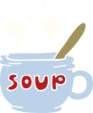 Bir insan tarafından çizilmiş sıcak çorba karalaması.