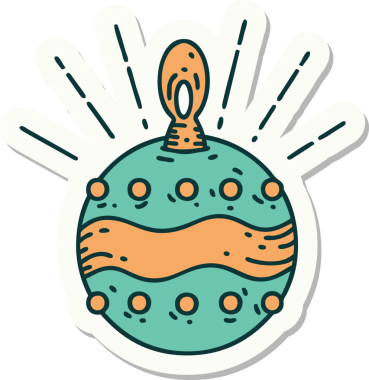 Bir insan tarafından çizilmiş dövme stili Noel süsünün çıkartması.