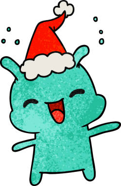 Bir insan tarafından çizilmiş Kawai uzaylısının el yapımı karikatürü.