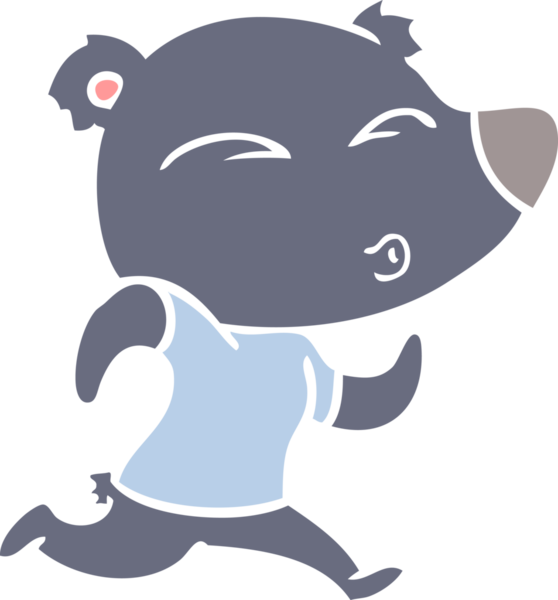 Bir insan tarafından çizilmiş düz renk çizgi film koşu ayısı