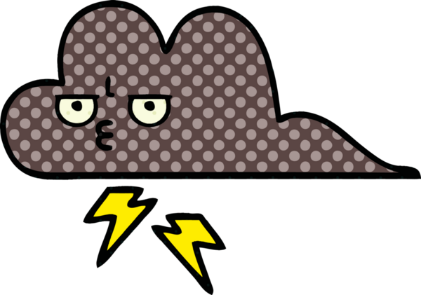 Bir insan tarafından çizilmiş bir fırtına bulutunun karikatürü.