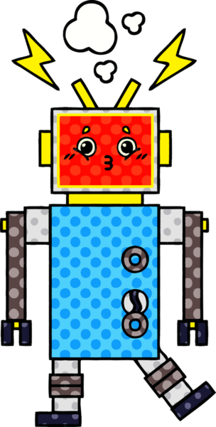 Bir insan tarafından çizilmiş robot arızasının çizgi romanı