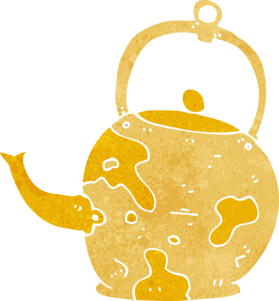 Bir insan tarafından çizilmiş eski bir çay demliği.