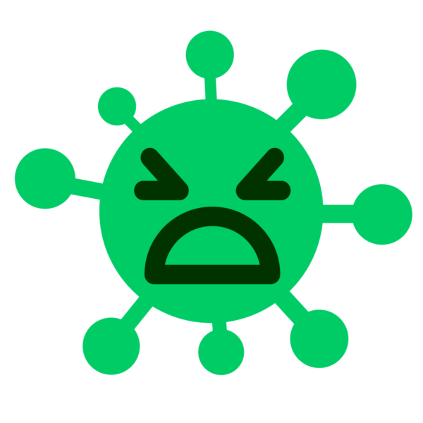 Bir insan tarafından çizilmiş basit kızgın bir virüs.