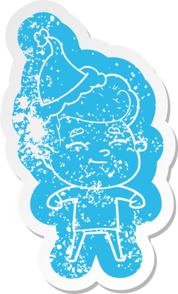 Mutlu çizgi film, Noel Baba şapkası takan bir adamın insan tarafından çizilmiş sıkıntılı çıkartması.