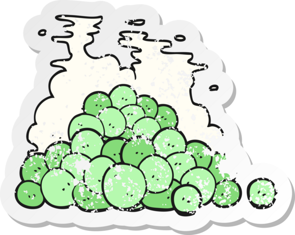 Bir insan tarafından çizilmiş bezelye çizgi filminin gerilimli yapıştırması.