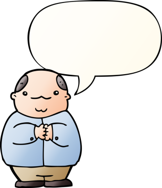 Bir insan tarafından çizilmiş yumuşak eğimli konuşma baloncuklu kelleşen adam.