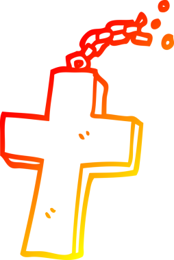 Bir insan tarafından çizilen zincirin üzerine çizgi film haçı çizimi.