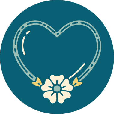 Bir insan tarafından çizilmiş kalp ve çiçeğin ikonik dövme şekli