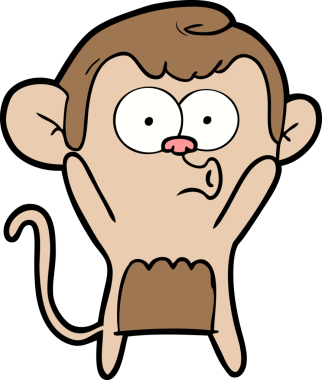 Bir insan tarafından çizilmiş, şaşırmış maymun çizgi filmi.