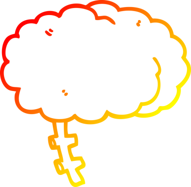 Bir insan tarafından çizilmiş karikatür beyninin sıcak gradyan çizimi