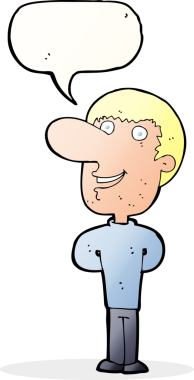 Bir insan tarafından çizilmiş konuşma balonlu mutlu adam çizgi filmi.