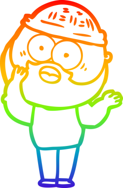 Gökkuşağı gradyan çizgi çizimi bir insan tarafından çizilmiş sakallı bir adamın