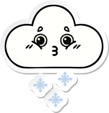 Bir insan tarafından çizilmiş şirin bir kar bulutunun çıkartması.