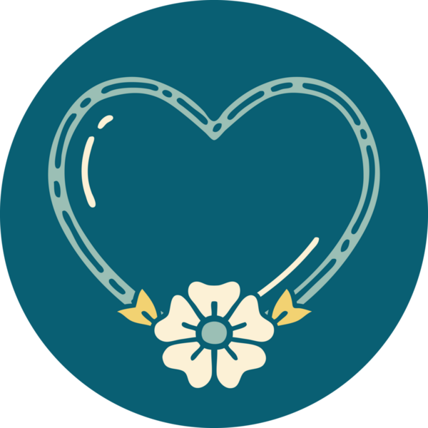 Bir insan tarafından çizilmiş kalp ve çiçeğin ikonik dövme şekli