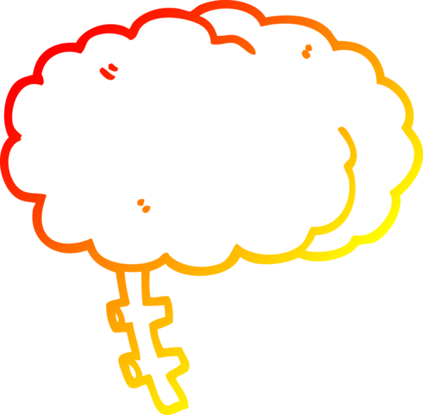 Bir insan tarafından çizilmiş karikatür beyninin sıcak gradyan çizimi