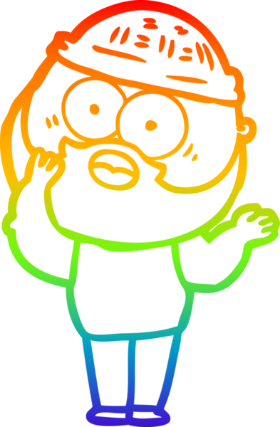 Gökkuşağı gradyan çizgi çizimi bir insan tarafından çizilmiş sakallı bir adamın