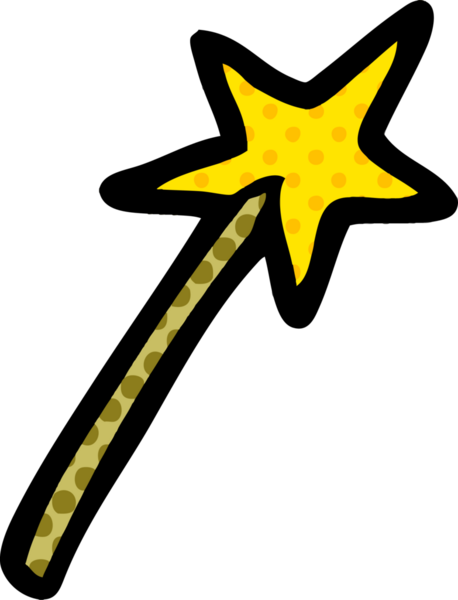 bir insan tarafından çizilmiş sihirli bir değnek.