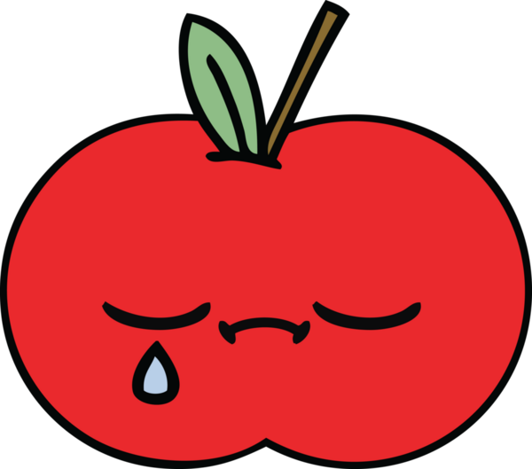 Bir insan tarafından çizilmiş kırmızı elma karikatürü.