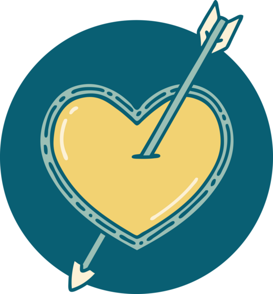 Bir insan tarafından çizilmiş ok ve kalbin ikonik dövme şekli