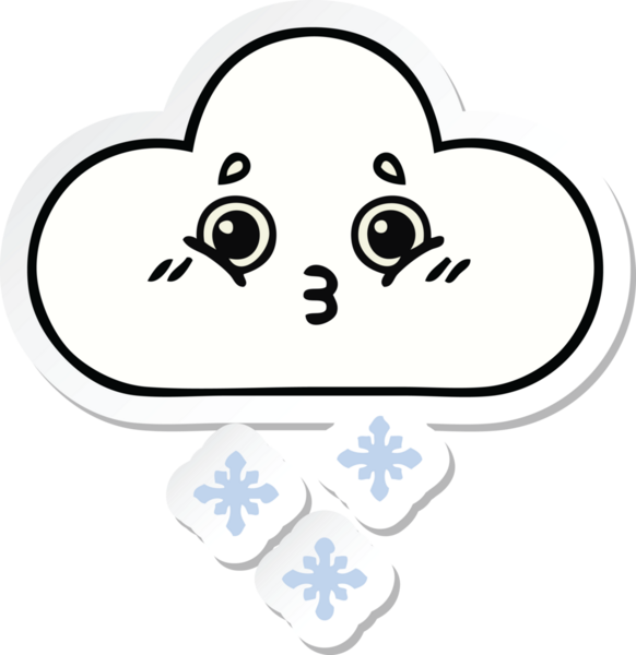 Bir insan tarafından çizilmiş şirin bir kar bulutunun çıkartması.