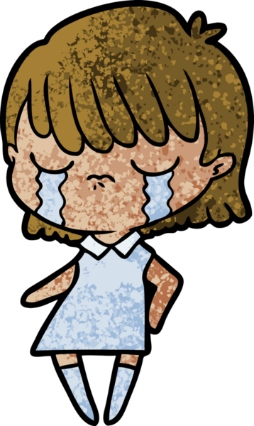 Bir insan tarafından çizilmiş ağlayan çizgi film kadını.