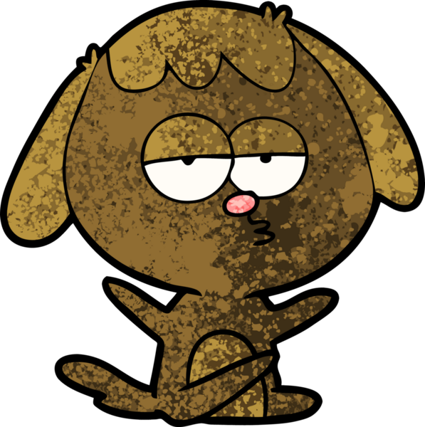 Bir insan tarafından çizilmiş, sıkılmış bir köpek.