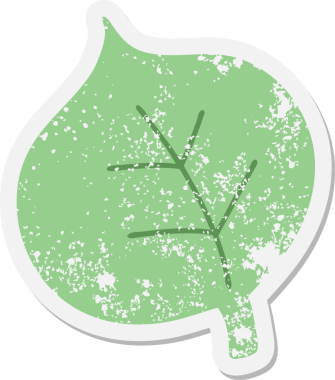 Bir insan tarafından çizilmiş basit bir çizgi film yaprak grunge çıkartması