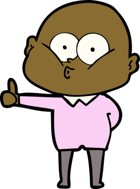 Bir insan tarafından çizilmiş kel bir adam.