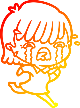 Bir insan tarafından çizilmiş ağlayan çizgi film kızı çizimi.