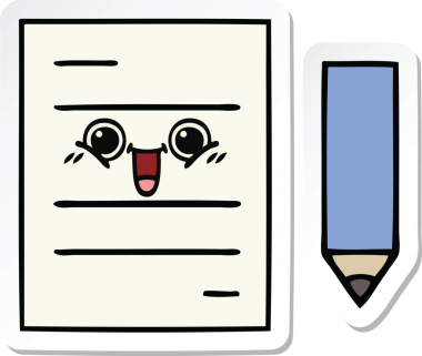 Bir insan tarafından çizilmiş şirin bir test kağıdının çıkartması.