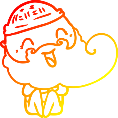 Bir insan tarafından çizilmiş mutlu sakallı bir adamın sıcak çizgisi.