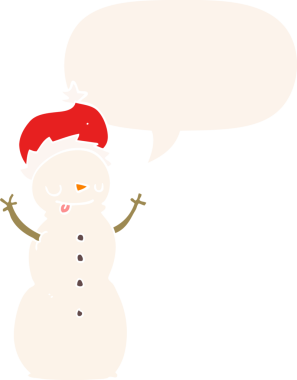 Bir insan tarafından çizilmiş retro tarzı konuşma balonu olan bir kardan adam.