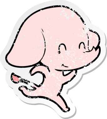 Bir insan tarafından çizilmiş şirin bir filin sıkıntılı çıkartması