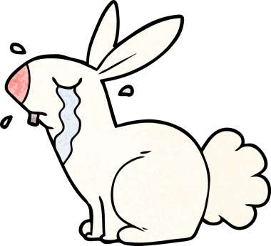 Bir insan tarafından çizilmiş ağlayan tavşan.