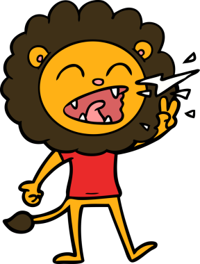 Bir insan tarafından çizilmiş kükreyen aslan çizgi filmi.
