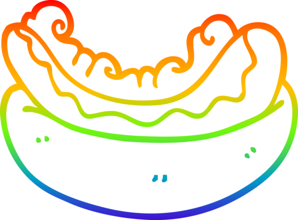 Gökkuşağı gradyan çizgisi bir insan tarafından çizilmiş bir sosisli sandviçin çizimi
