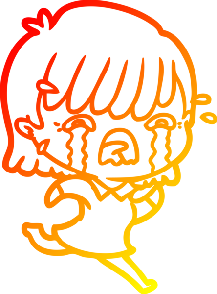 Bir insan tarafından çizilmiş ağlayan çizgi film kızı çizimi.