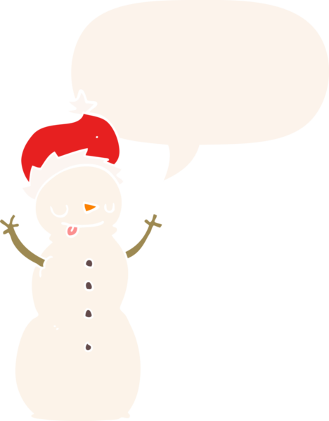 Bir insan tarafından çizilmiş retro tarzı konuşma balonu olan bir kardan adam.