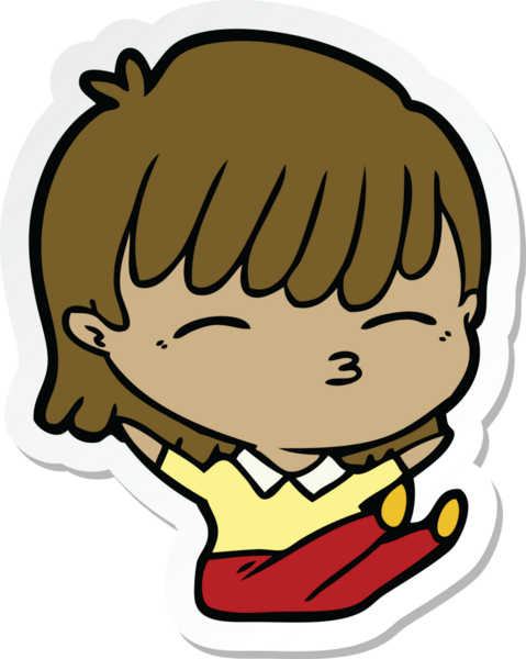 Bir insan tarafından çizilmiş bir karikatür kadının çıkartması.