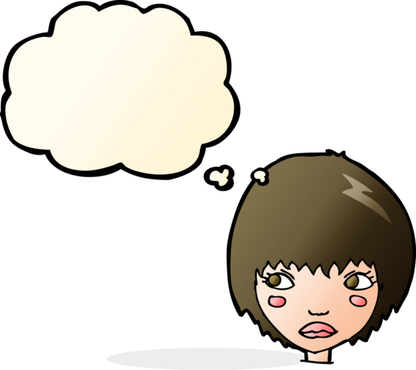 Bir insan tarafından çizilmiş düşünce baloncuğu olan mutsuz bir kız.