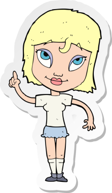 Bir insan tarafından çizilmiş fikri olan bir karikatür kadının çıkartması.