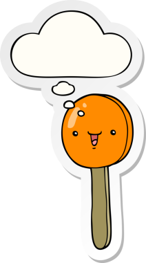 Düşünce baloncuklu çizgi film lolipopu bir insan tarafından çizilmiş bir çıkartma.