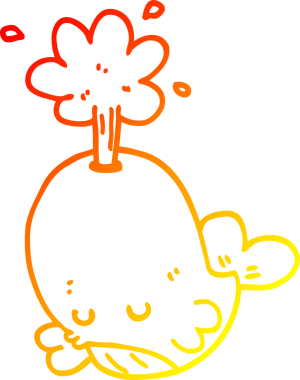 Bir insan tarafından çizilmiş balina fışkırtan bir çizgi film çizimi